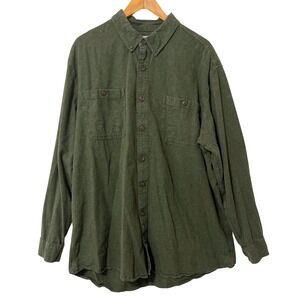 Duluth Trading Co Button Down Shirt 2XL Tall Green Cotton Workwear Gorpcore